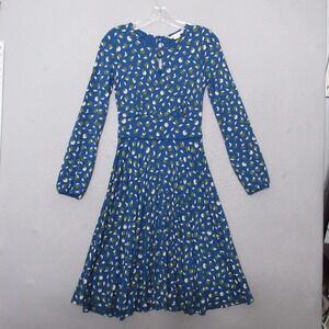 Boden Dress US 4R Jersey Knit Midi British Style Fit & Flare Preppy Key Hole